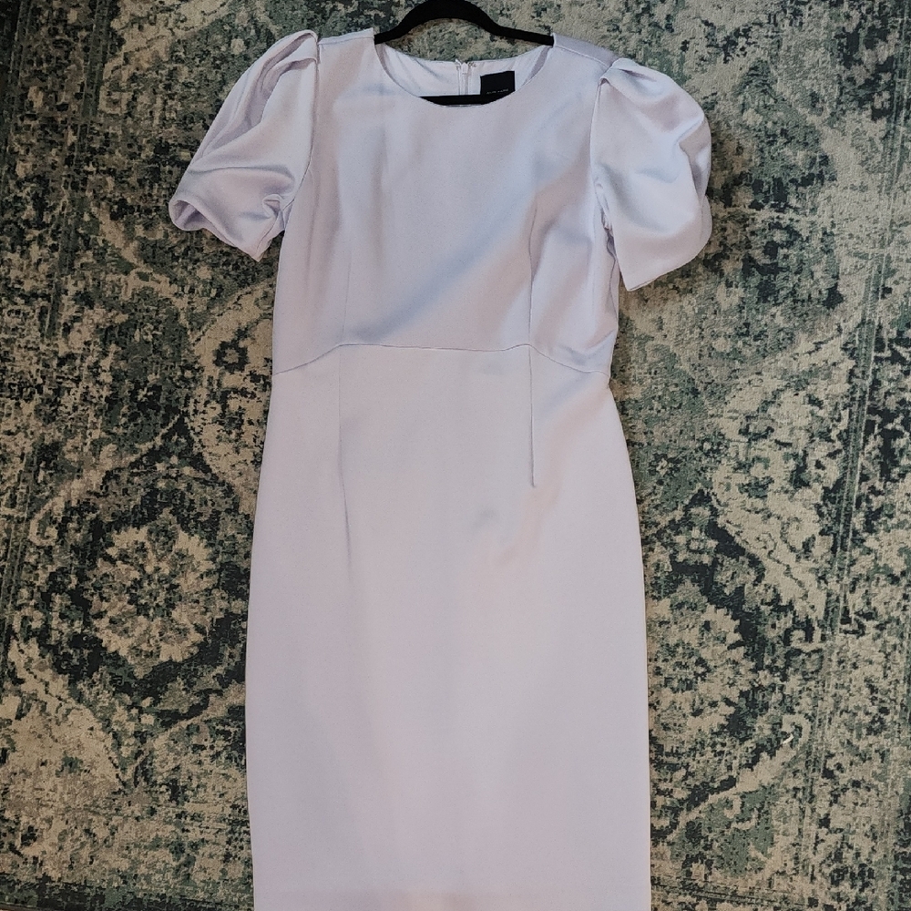 Alex Marie Purple Midi Sheath Dress with Puff Sleeves for Work
